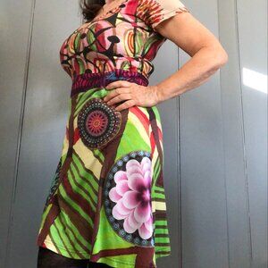 Desigual colorful print cotton dress - size